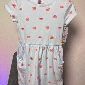 Cat & Jack Light Blue Dress with Rainbow Accents